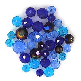 Glasschliffperlen 100g 10-16mm blau Töne